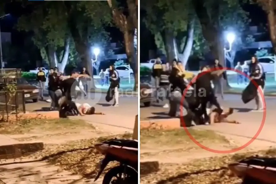 VIDEO | Lo "durmieron" de una trompada y le patearon la cabeza a un joven en Sunchales