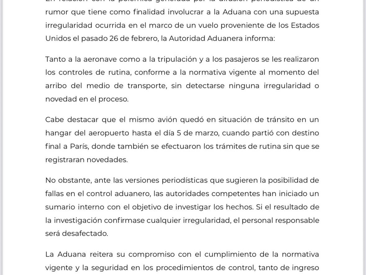Comunicado ADUANA