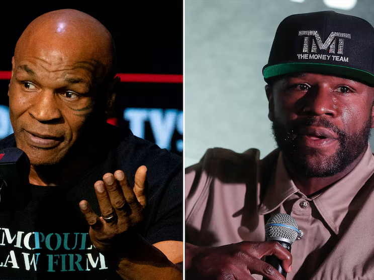 Tyson y Mayweather Jr., frente a frente en abril en el Congo. Foto: TN