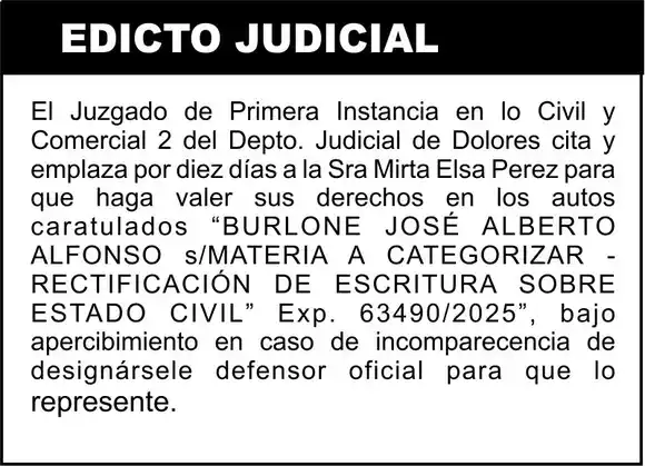 BURLONE JOSÉ ALBERTO ALFONSO S/MATERIA A CATEGORIZAR. COMPLEMENTO DE CARÁTULA: RECTIFICACIÓN DE ESCRITURA SOBRE ESTADO CIVIL