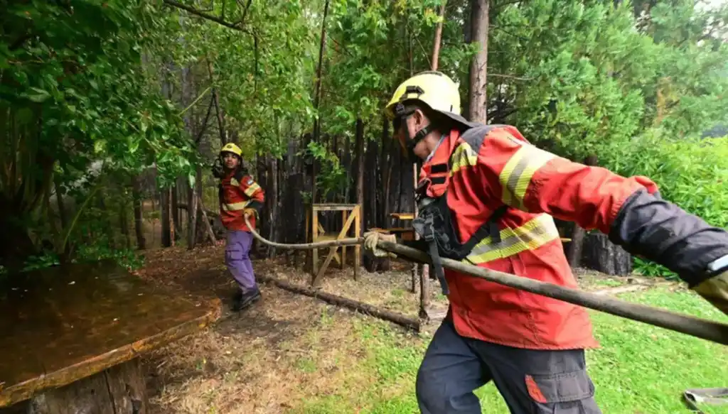 Brigadistas combaten los incendios en la Pagatonia. Foto: El Chubut