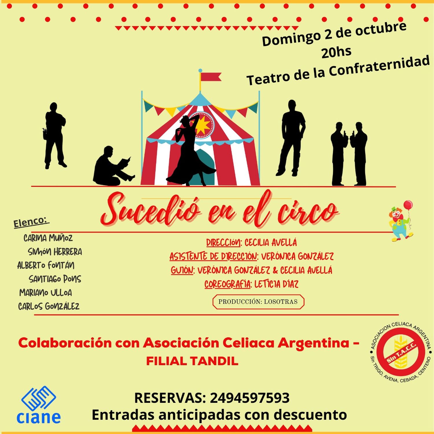"Sucedió en el circo", sábado a las 21 y domingo a las 20 en el Teatro de la confraternidad