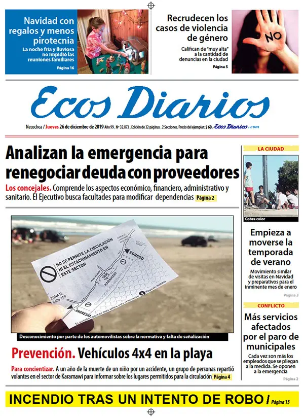 Tapa del 26 de diciembre de 2019