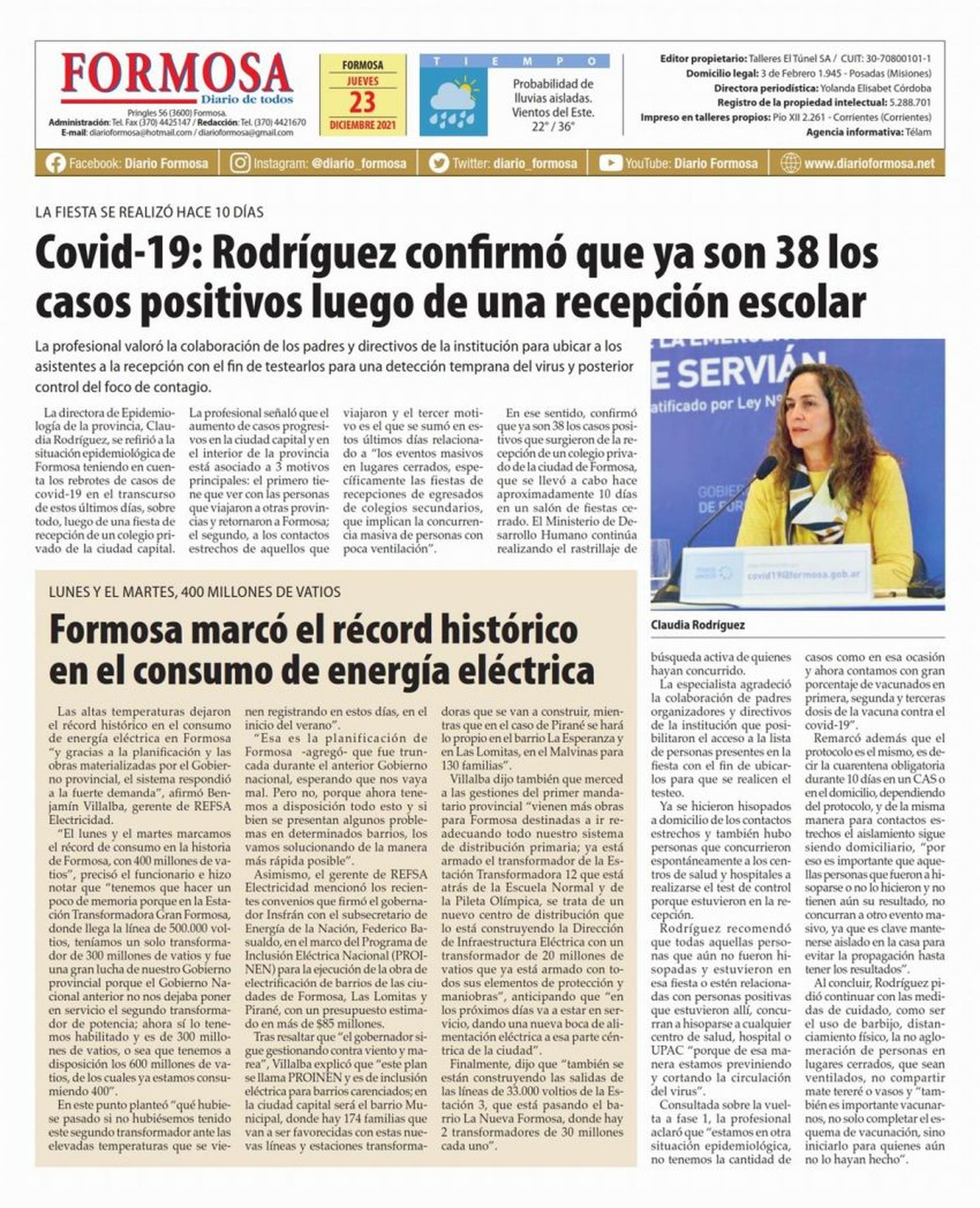 Tapa y Contratapa 23 de diciembre de 2021