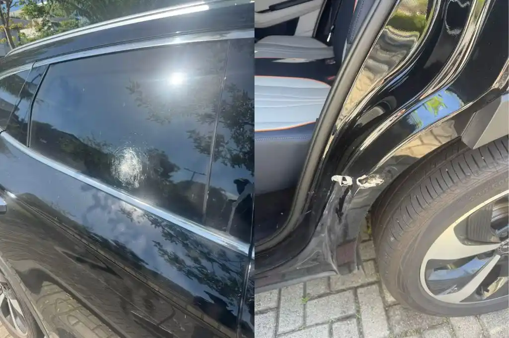 Balearon el auto de Agustín Rossi