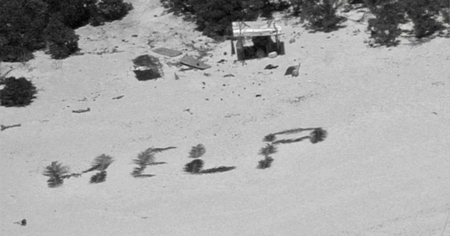 Stranded fishermen on the Pikelot atoll spelled out ‘help’ with palm fronds.