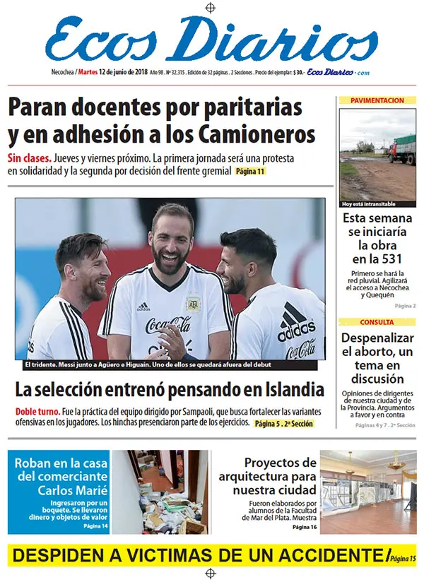 Tapa del 12 de junio de 2018