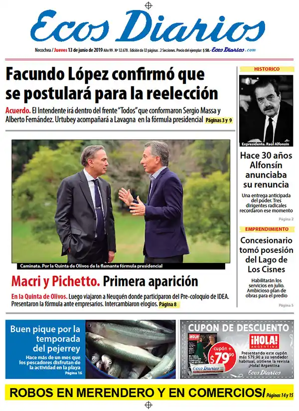 Tapa del 13 de junio de 2019