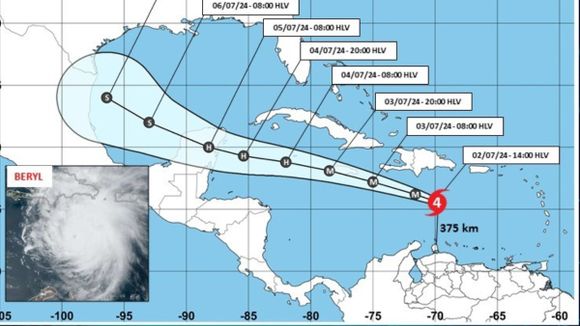 Huracán Beryl va de salida de Venezuela (+Detalles)
