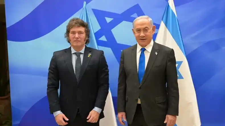 Javier Milei y Benjamín Netanyahu, primer ministro israelí.
