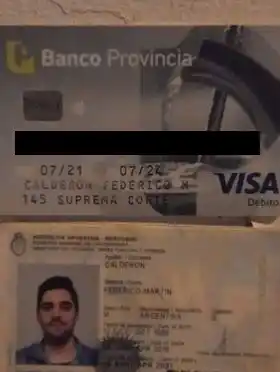Se encontró documento y tarjeta a nombre de Federico Calderón