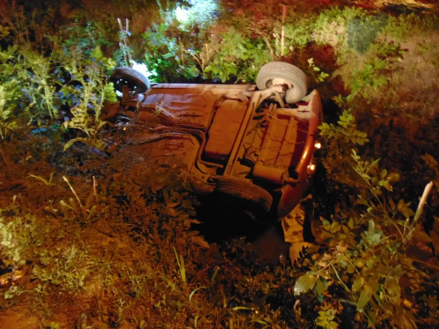 La única ocupante del pequeño vehículo cayó al zanjón. Foto: BVVT