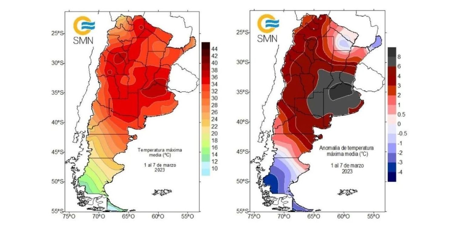 Increíble: por la ola de calor, el SMN cambió la escala de colores en los mapas