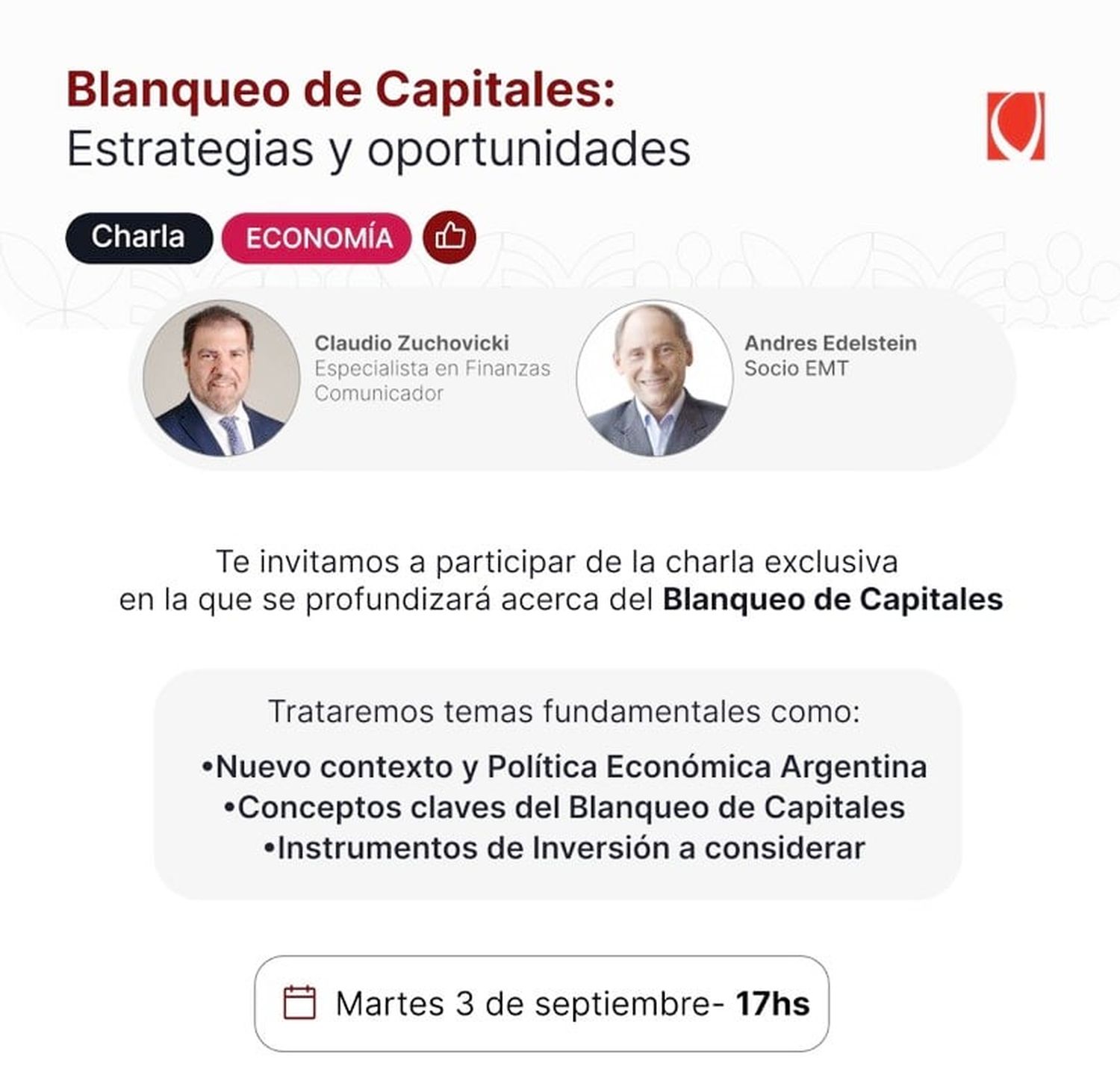 ‘‘Blanqueo de capitales’’, con transmisión en vivo por YouTube