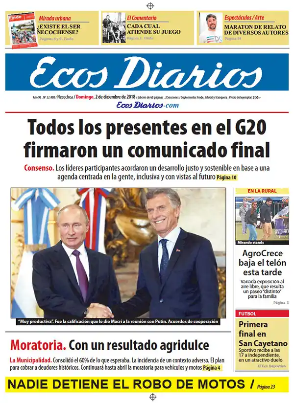 Tapa del 2 de diciembre de 2018