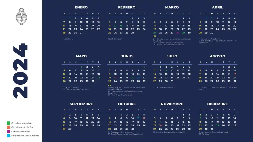 El Gobierno nacional oficializó los feriados con fines turísticos del 2024
