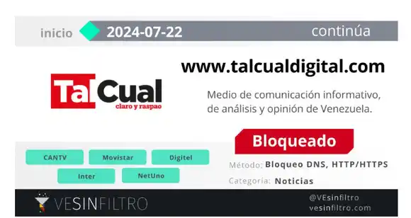 Reportan más páginas webs BLOQUEADAS: Tal Cual y El Estímulo entre ellas