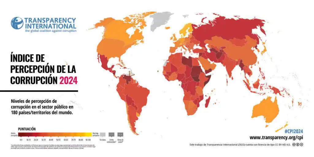 Índice de Percepción de la Corrupción 2024: la Argentina tiene el mismo puntaje y un puesto menos que en 2023