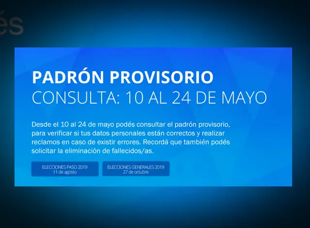 Consulta del padrón provisorio para las PASO del 11 de agosto