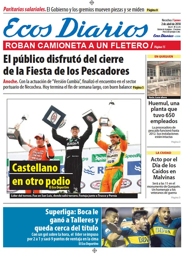 Tapa del 2 de abril de 2018