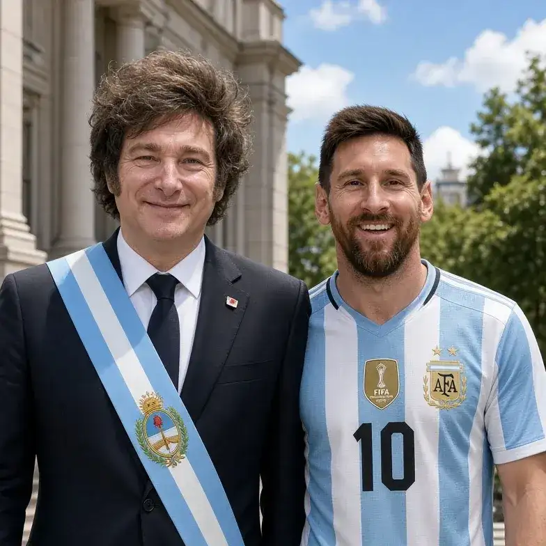 Famosos. El presidente y el jugador viajan a España por distintos motivos (Imagen: IA Grok).