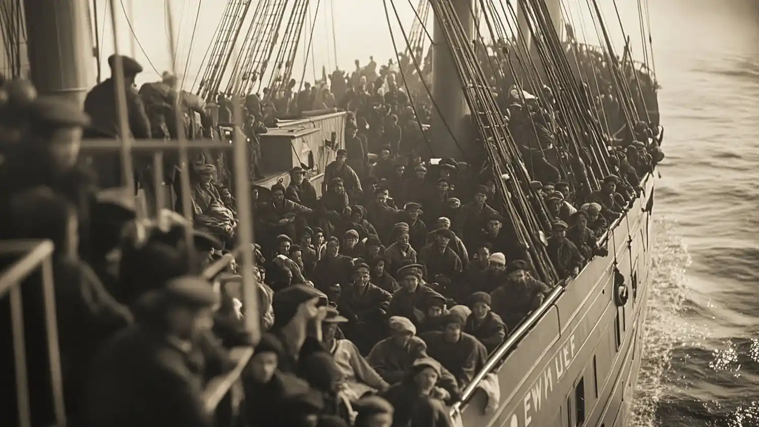Rumbo a los desconocido: imágenes de la emigración del siglo XX. Foto: Midjourney