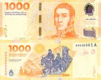 La imagen de San Martín estará en el nuevo billete de mil pesos