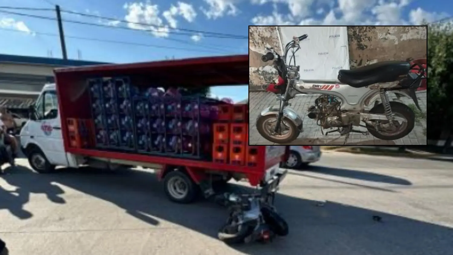Un camión protagonizó un accidente con una moto. El rodado menor tenía el  número adulterado.