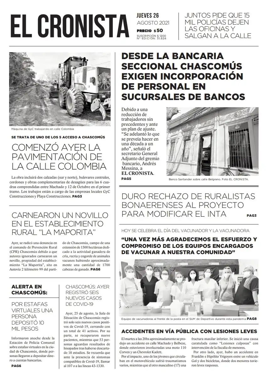 Tapa 26 de agosto 2021