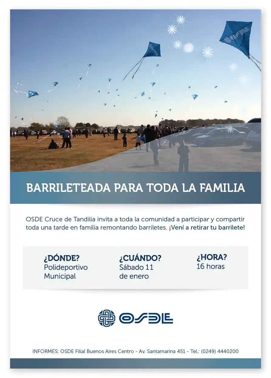 Invitan a barrileteada de la OSDE Cruce de Tandilia