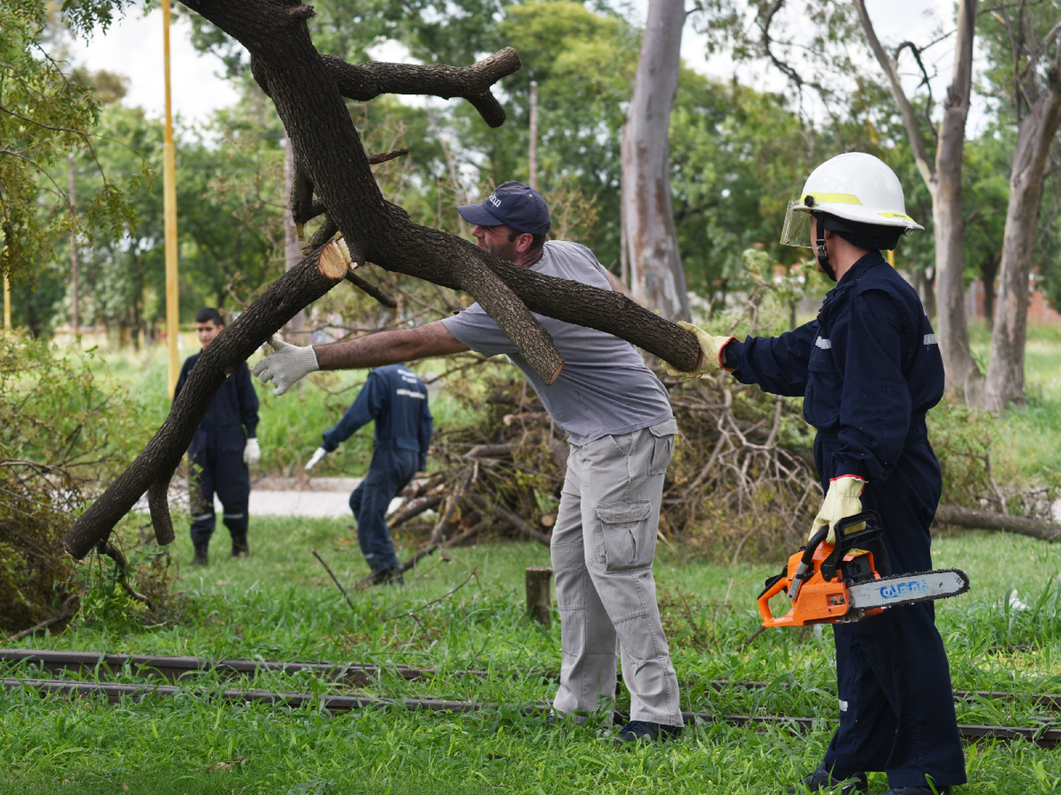 Bomberos y vecinos colaboran en la limpieza  de espacios verdes 