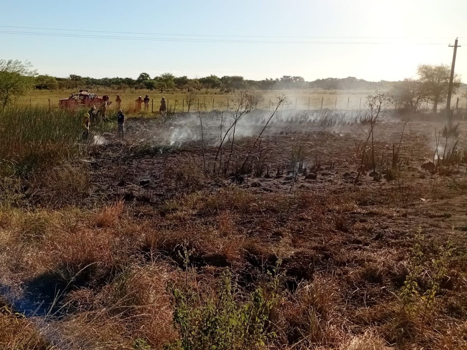 Incendio en la banquina: dos unidades de Bomberos Voluntarios debieron acudir al lugar