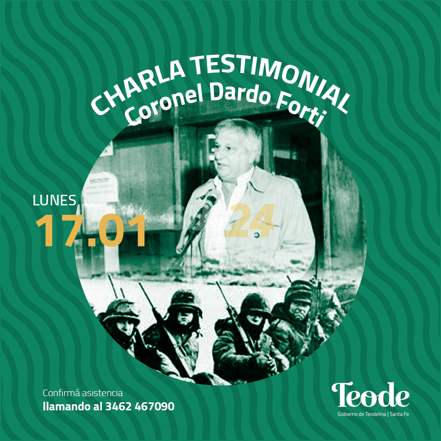 Teodelina: charla del veterano de Guerra de Malvinas, coronel Dardo Forti  