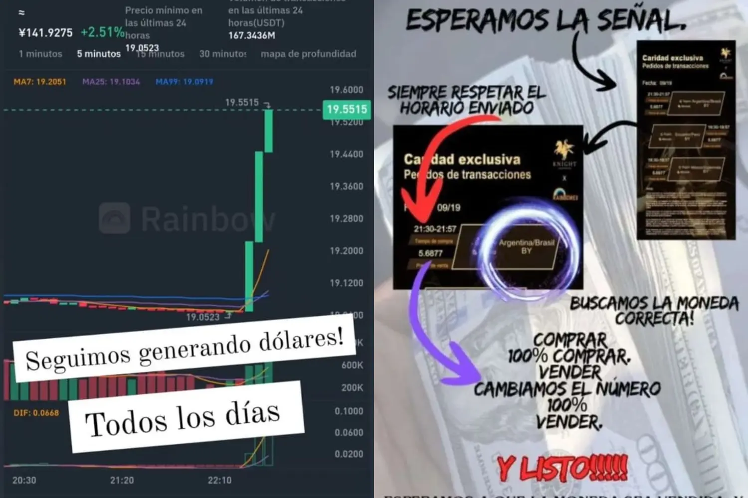 Imágenes que revelan la modalidad de captación de inversiones en Rainbowex.