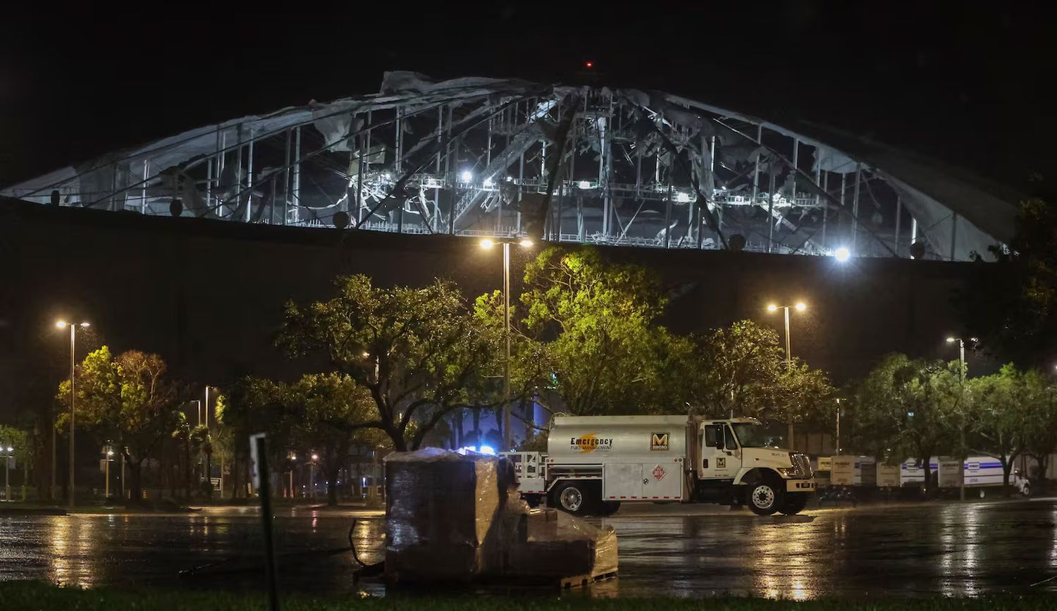 Hurricane Milton Destroys Roof of Tropicana Field Stadium