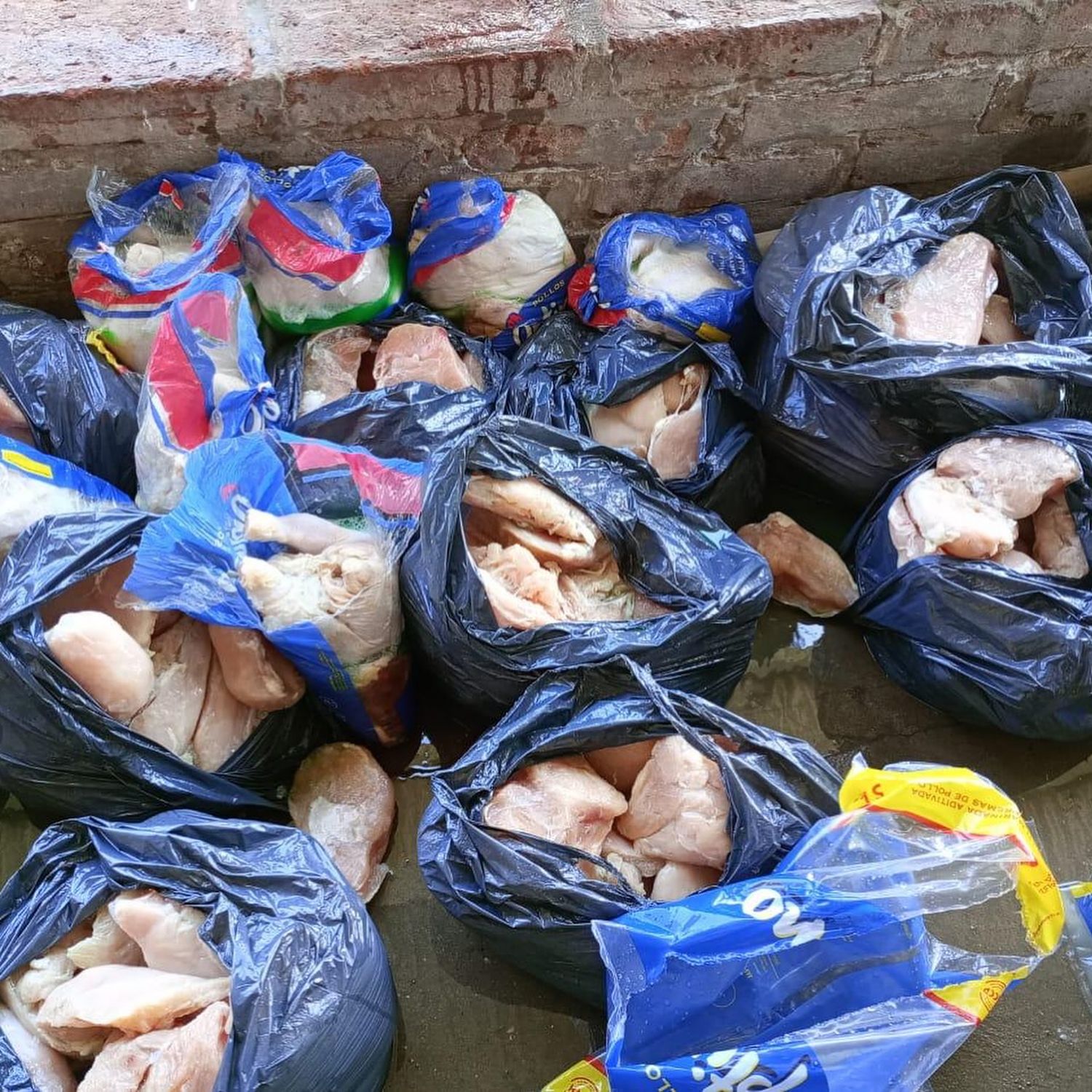 Las bolsas con la mercadería decomisada en el control bromatológico.