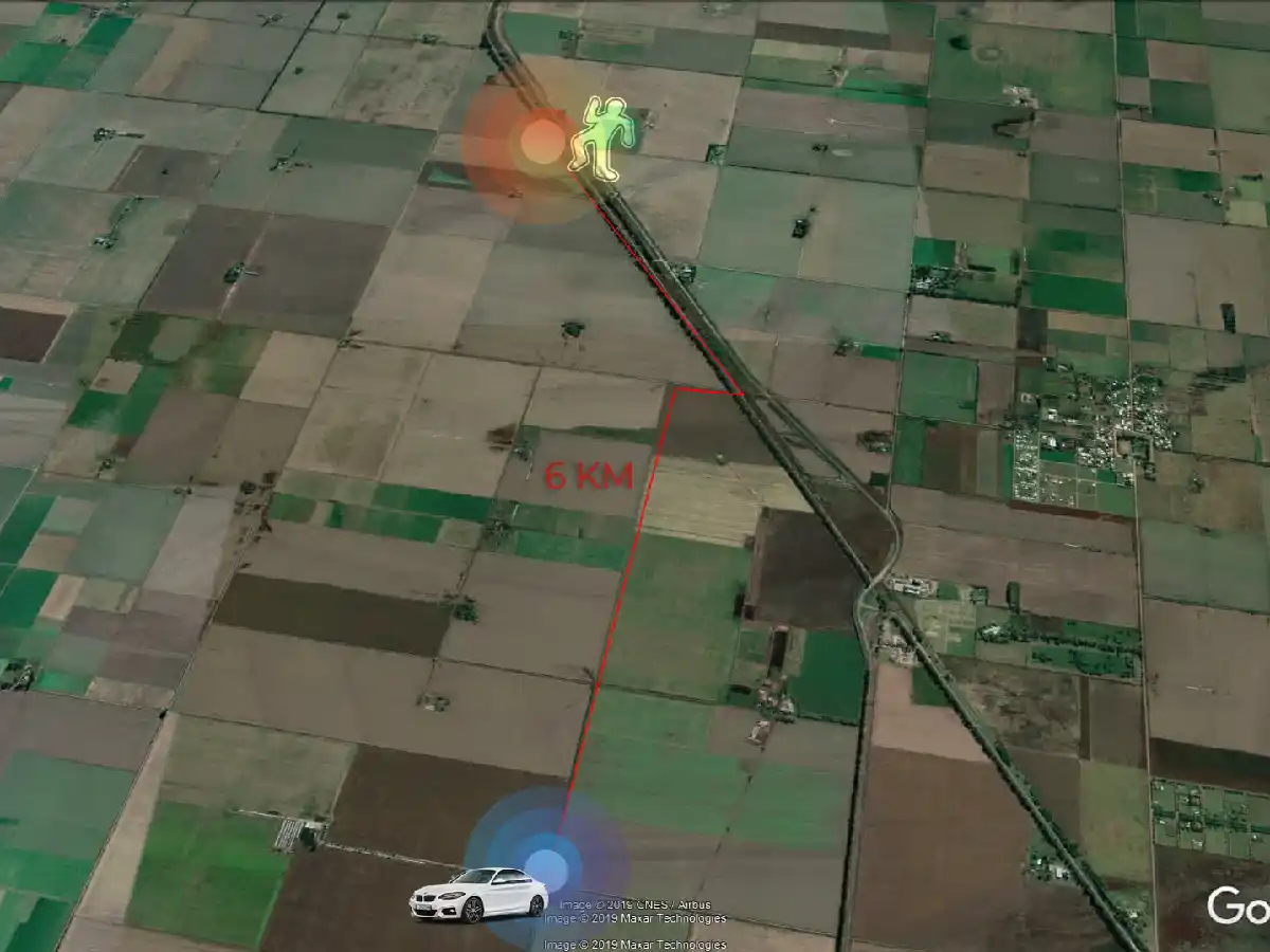 La brecha de 6 kilómetros entre el cuerpo y el auto  