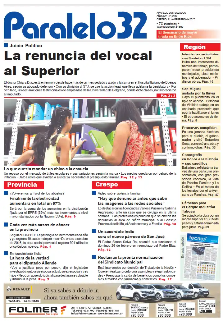 La tapa de Paralelo 32 de este sábado