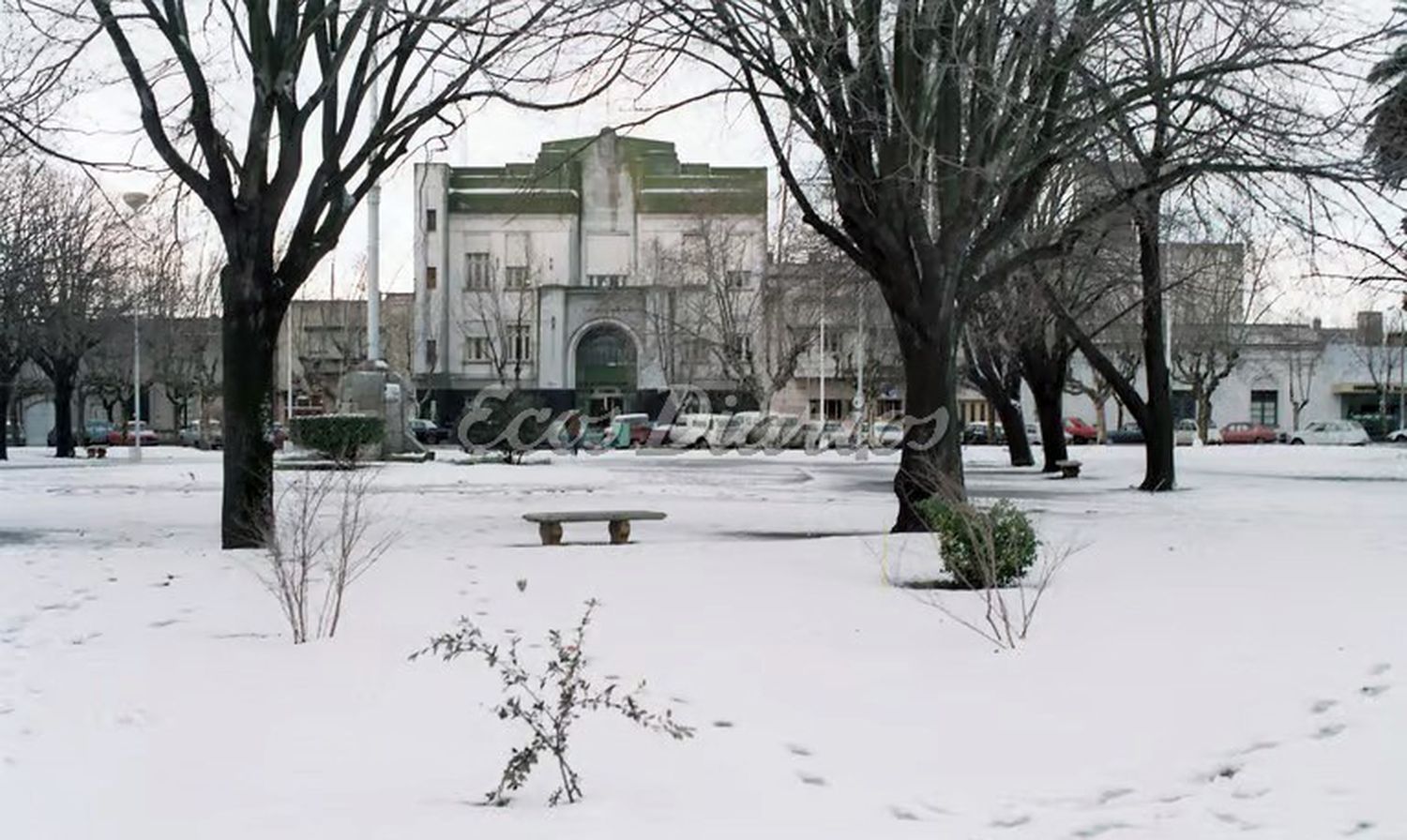 Plaza Rocha blanca. El recuerdo de una copiosa nevada en Necochea