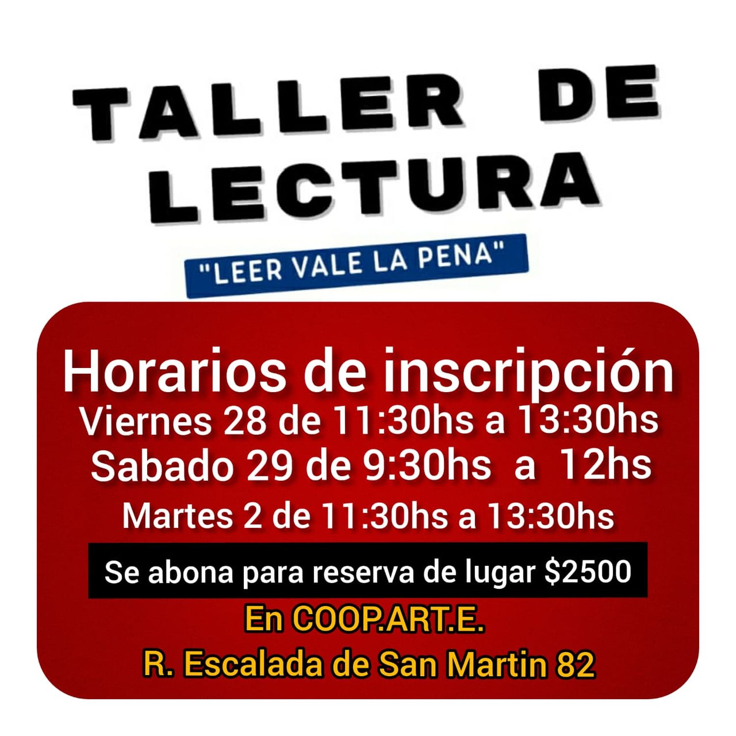 En Coop.Art.E: Taller de lectura “Leer vale la pena”