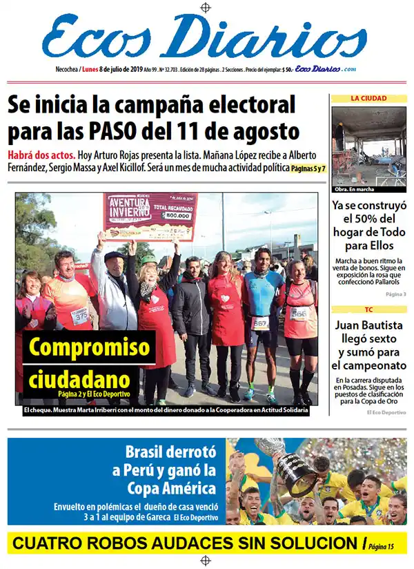 Tapa del 8 de julio de 2019