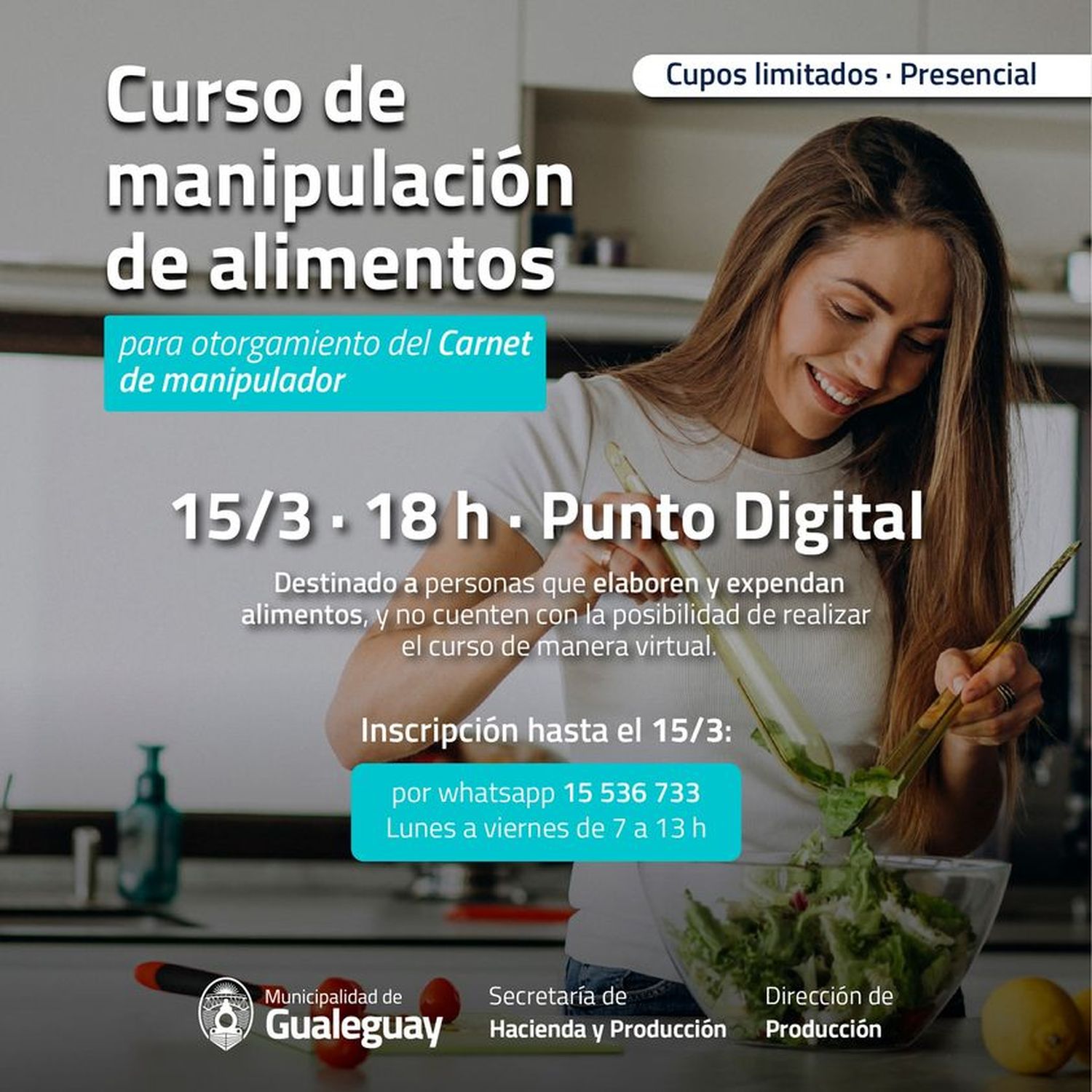 Dictarán un curso de manipulación de alimentos