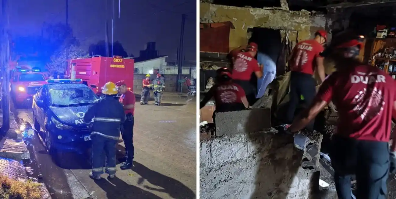 Intensa actividad de bomberos y policías para rescatar a las víctimas.
