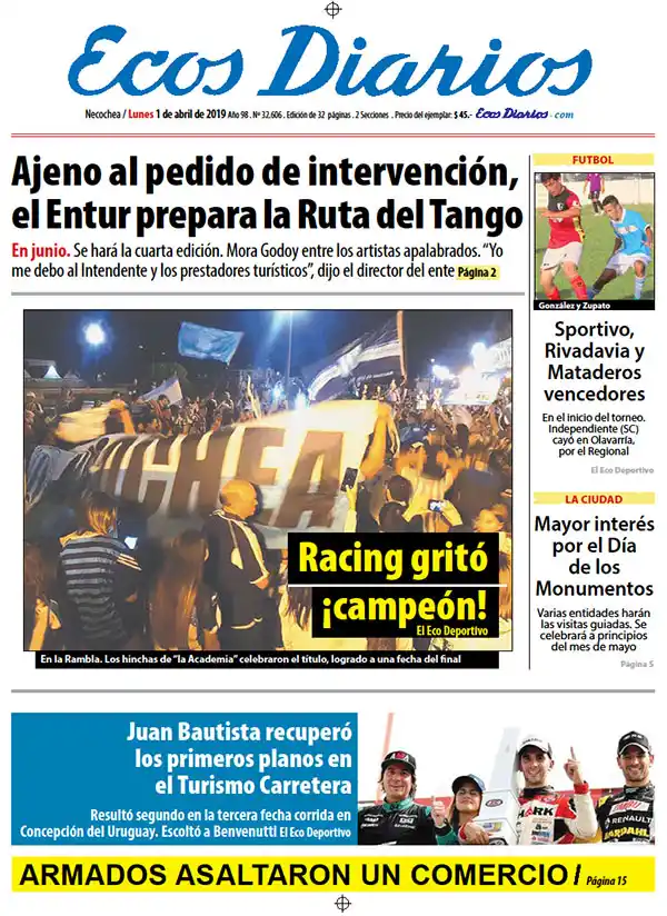 Tapa del 1º de abril de 2019