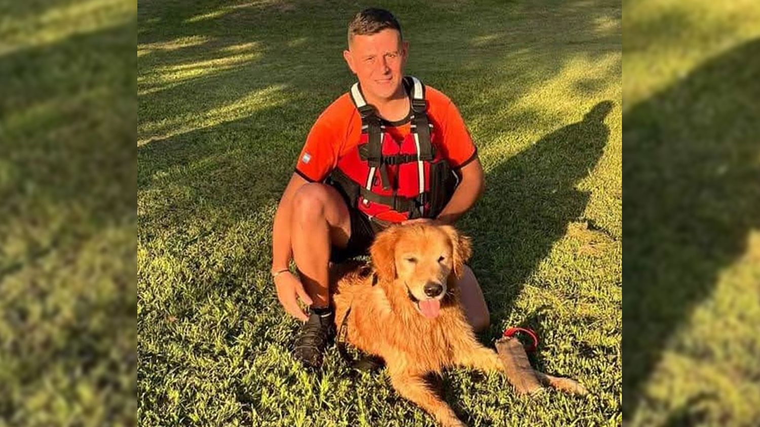 Diego Mansilla, bomberos voluntario de Las Varillas, y su can Mateo, participarán de la búsqueda.