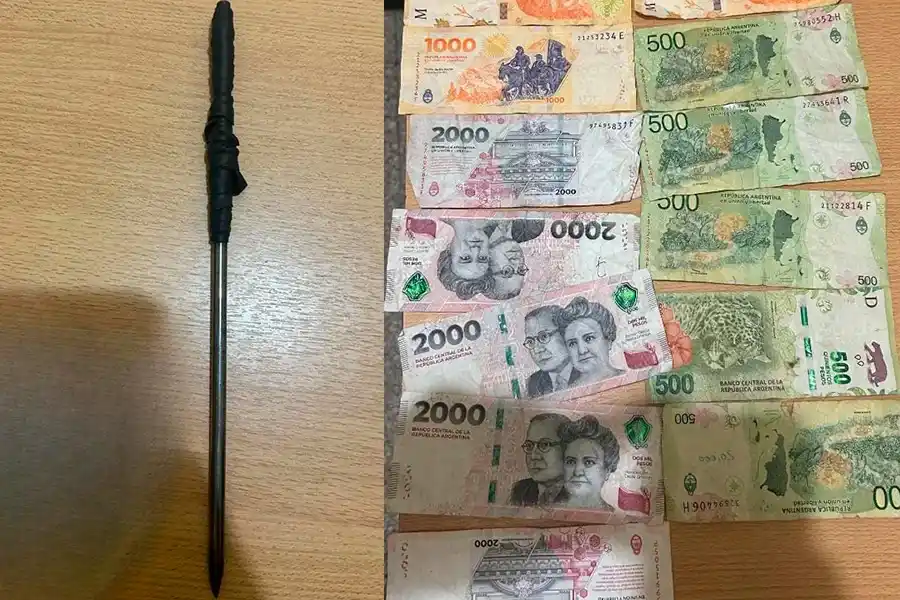Dinero y arma blanca secuestrada