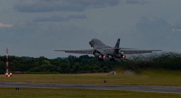 First flight of B-1B BEAST strategic bomber