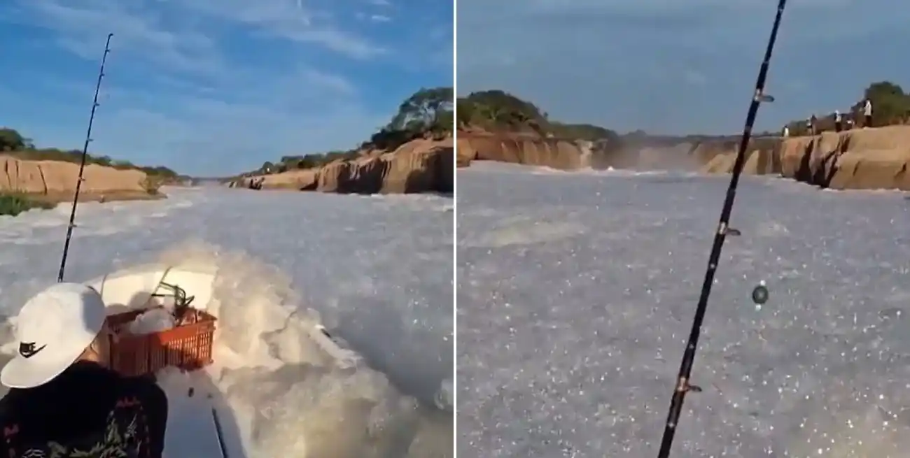 Una extraña espuma cubrió el arroyo Colastiné en Coronda y sorprendió a algunos pescadores