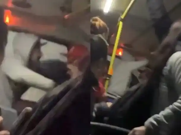 El video de la brutal pelea entre pasajeros en un colectivo de la Línea 3 en Merlo