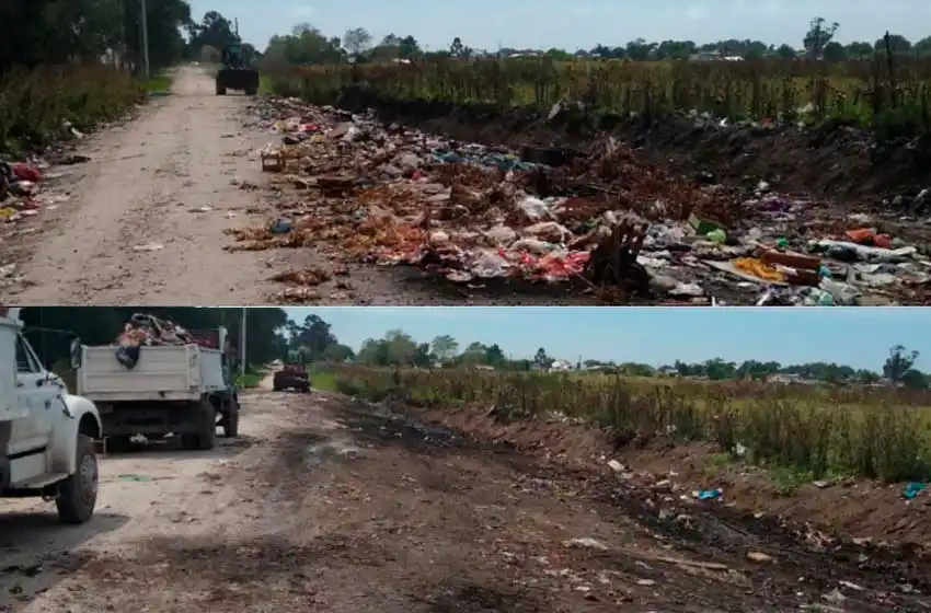 Un día después de la limpieza, volvieron a tirar basura en el ingreso al club Urquiza